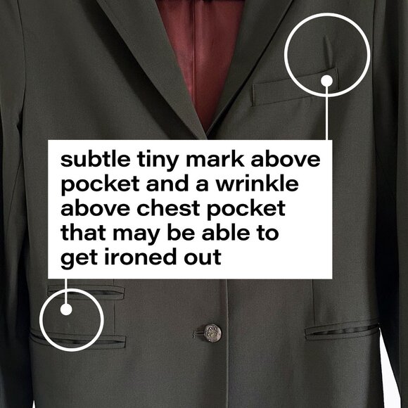 Vintage Lauren Ralph Lauren Blazer Jacket Sz 10P Olive Worsted Wool Equestrian - Picture 8 of 8